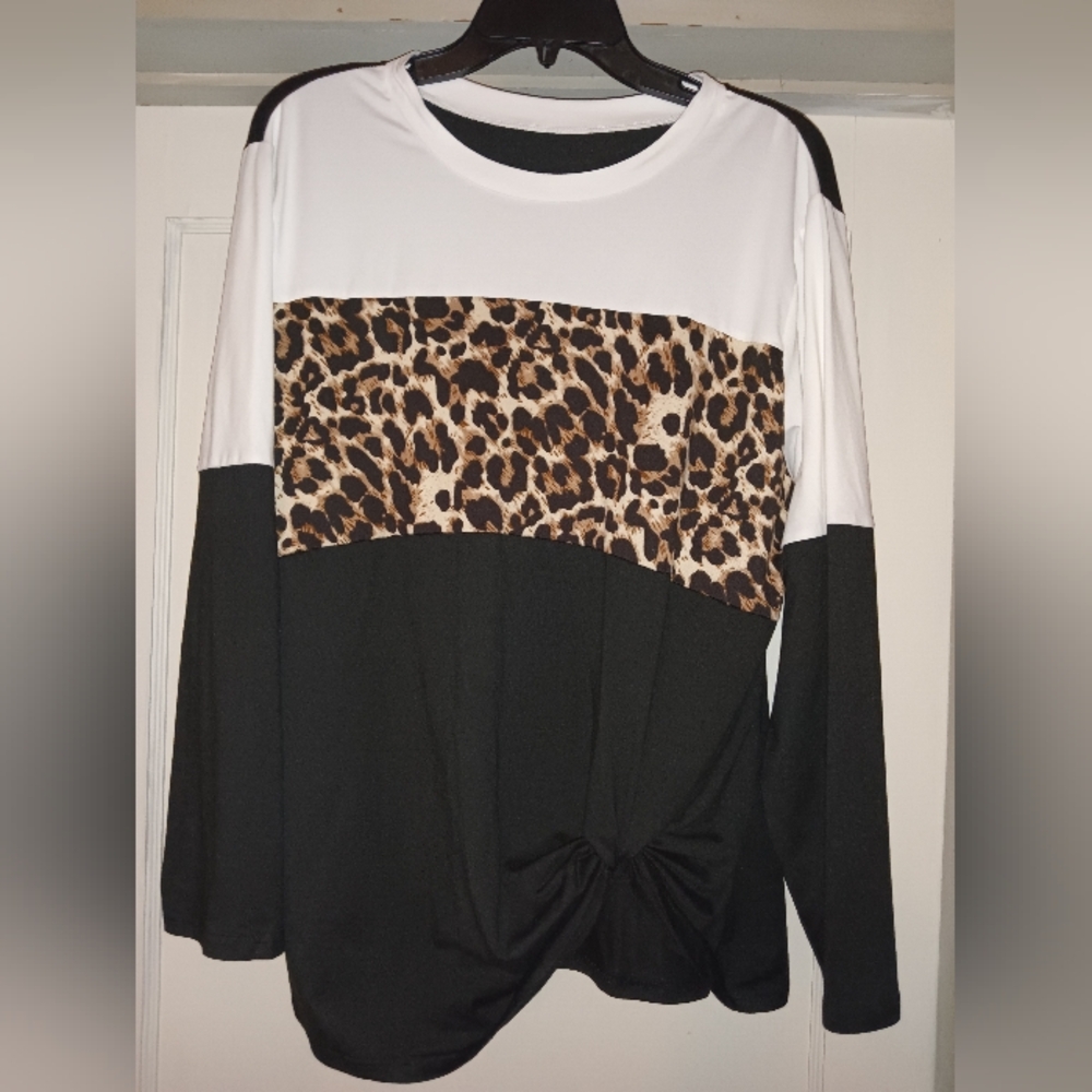 Shein Leopard Print Colorblock Women's Top Size 2XL